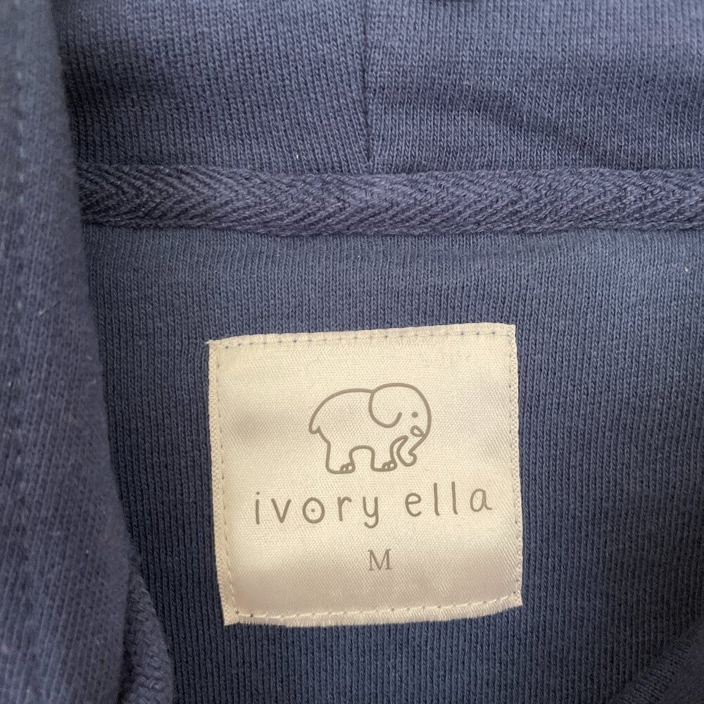 NEW Ivory Ella Womens Cozy Quilt Elephant Oversized Hoodie Sweatshirt NWT M Navy - Picture 7 of 10